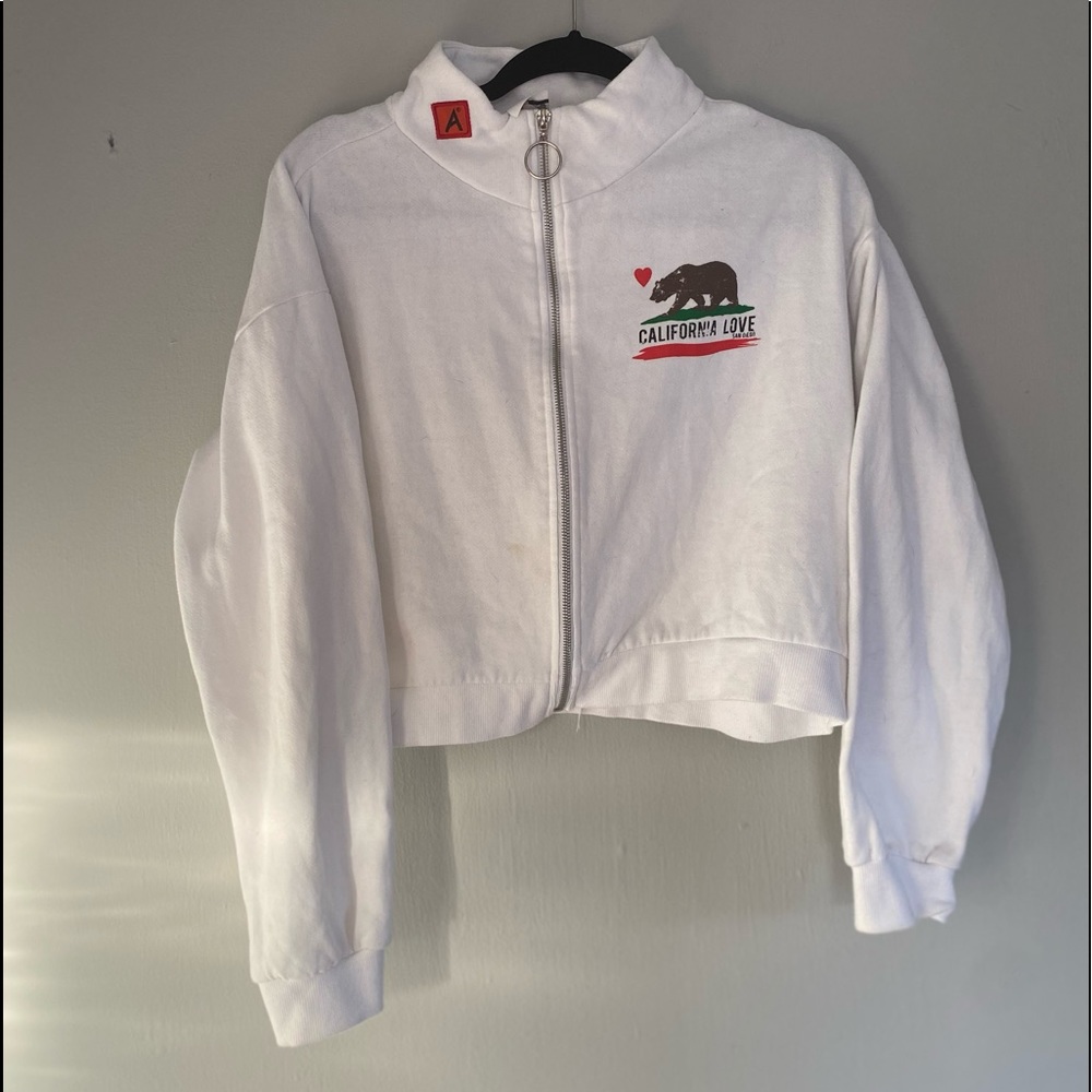 cute white zip up jacket